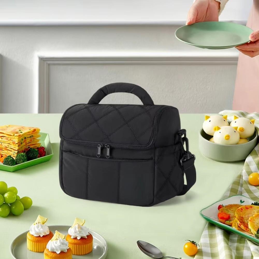 Quilted Puffer Insulated Lunch Bag Soft Cooler Thermal Bag Multi-functional Lunch Tote  Work