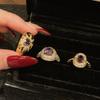Purple Gas Donglai Medieval Style Love Purple Diamond Zir*****Pen Ring Luxury Heavy Industry Advanced Sense Personality Ring