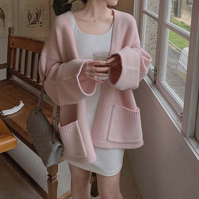 Niche Gentle Wind Soft Lazy Wind Senior Sense Sweater Jacket Female Autumn and Winter Candy Color Cardigan Comfortable Versatile and Fashionable