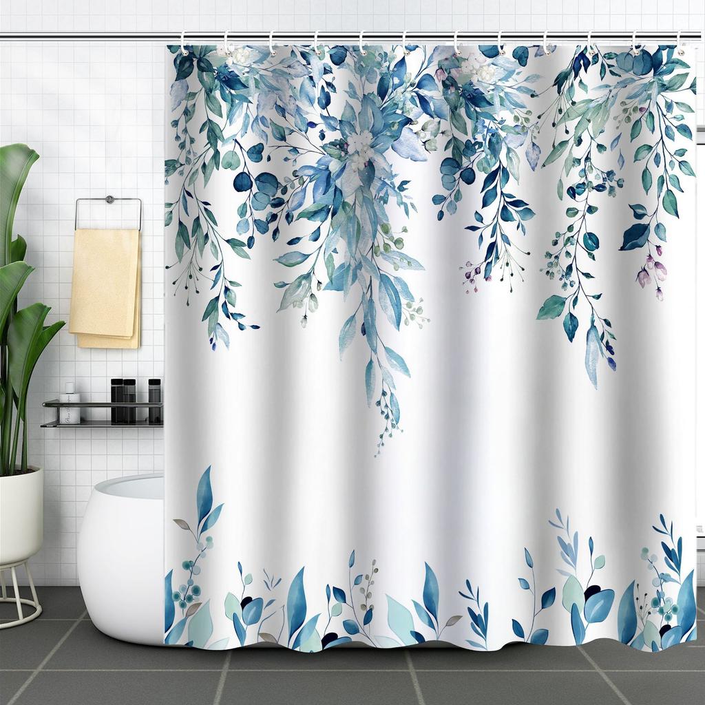 Shower Curtain Waterproof And Mildew-Proof 3D Digital Printing Plant Printing Shower Curtain Child Bathroom Partition Curtain