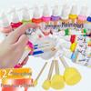 Kindergarten Art Set: 24 Gouache Colors & 12 Mushroom Brushes for Kids