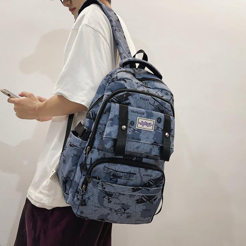Большая вместимость школьный рюкзак для школьников с принтом для мужчин легкий рюкзак — фото 6