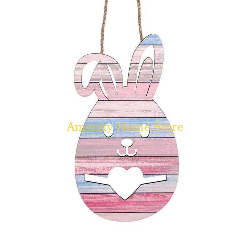 

F26C Wooden Hanging Door Sign Lovely Spring Celebration Sign Easter Pendant