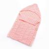 Gestrickter Schlafsack für Neugeborene, Babykleidung, wattierter Schlafsack mit Knopf und Kapuze
