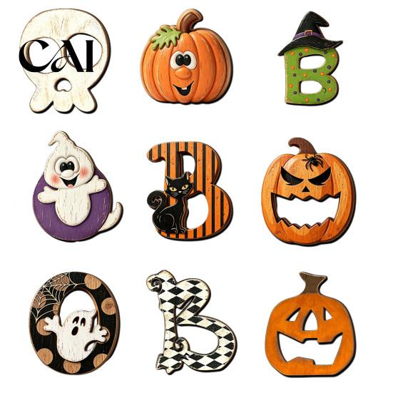 Autumn Theme Home Ornament Halloween Wooden Ornament, Retro Solid Ghost/Letter/Pumpkin Sign, Tabletop Vintage Table Centerpieces Centerpiece
