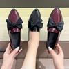 2024 Spring New Comfortable Formal Shoes Fashion Daily Casual Flat Shoes Pointed Bow Square Heel Women's Single Shoes