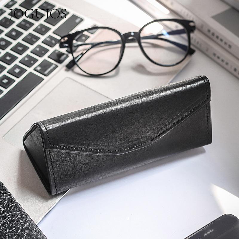 JOGUJOS Genuine Leather Glasses Case Retro Sunglasses Sunglasses Universal Cowhide Glasses Bag Portable Anti-pressure Glasses Case