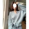 Advanced Sweater Knitwear Women Knitted Cardigan Fall Winter Tie V-neck Sweet Short Long-sleeved Knitted Tops