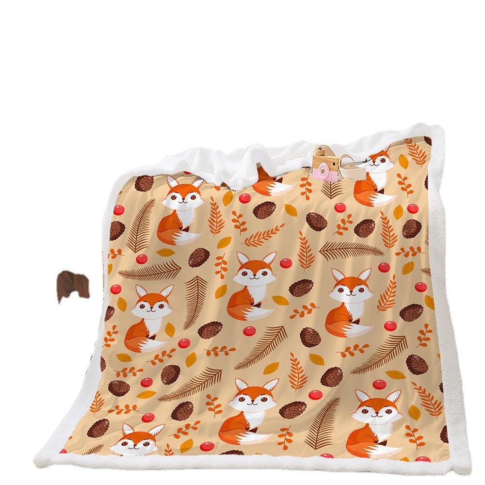 Blanket 2D Digital Printed Lamb Fleece Crystal Fleece Pumpkin Fox Blanket Cover Blanket