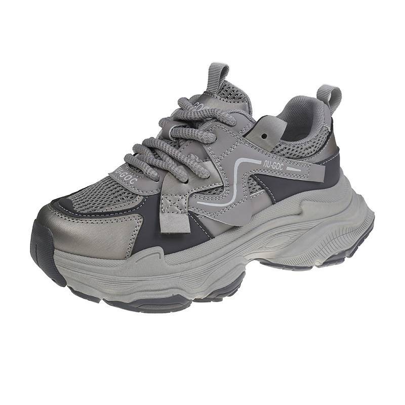 

Thick-soled Internet celebrity explosion Forrest Gump shoes 2025 spring and summer new versatile casual sports shoes heightened anti-skid dad shoes 40 сірий колір