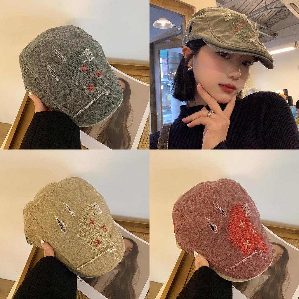 Yourself Boho Beret Hat With Embroidered Design For Casual Women
