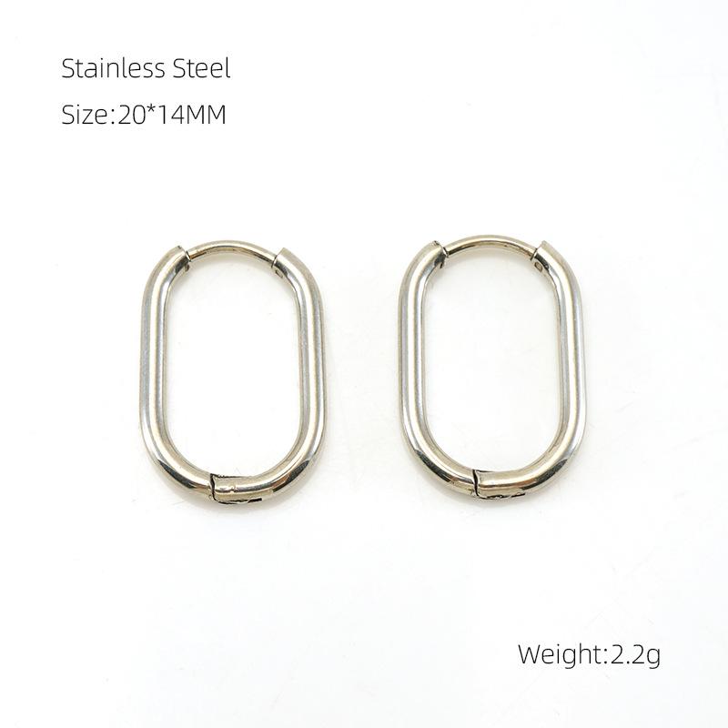 Personalized Stainless Steel Geometric Earrings: 18K Gold Round & Oval Design for Women Plated 18k Gold