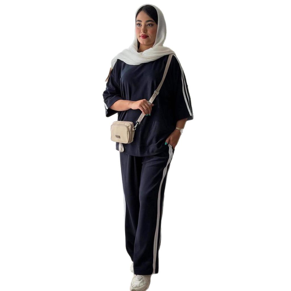  Cross-border European and American Women's Clothing Amazon Sports Long-sleeved Pullover Home Simple Top Casual Pants Set