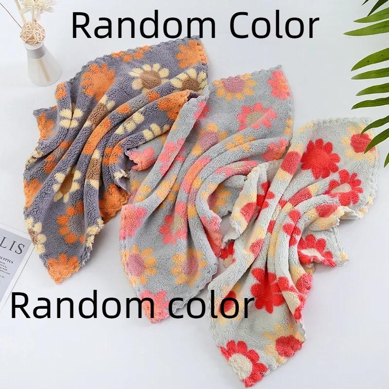 

30x30cm Kitchen Cleaning Cloths Soft Absorbent Dishcloth Coral Fleece Sunflower Wiping Towel Rags Household Cleaning Cloth 1Pcs Random color