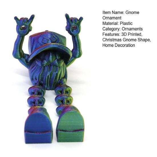 3D Printed Christmas Gnome Ornament Devil Horn Dwarf Figurine Fidget Toy with Movable Joints Articulated Elf Model Decoration