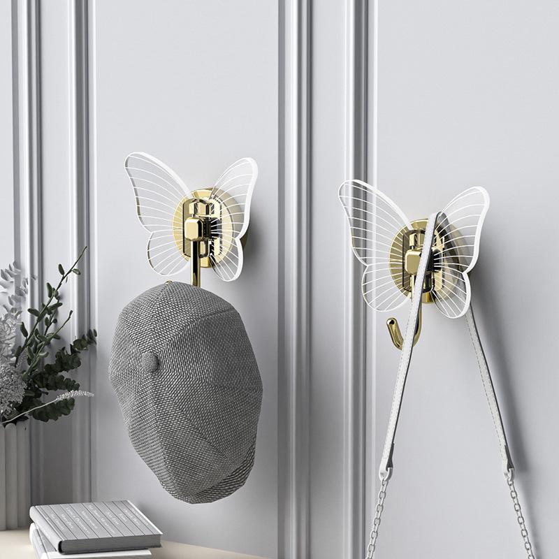 Luxuriöser Schmetterlings-Wandhaken – Nahtloser, lochfreier Klebehaken für Badezimmer oder Eingangsbereich.