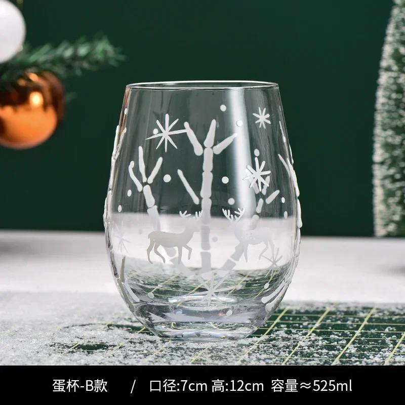 1pcs/2pcs Christmas Series Crystal Red Wine Glasses Colored Pattern High Legged Cup Christmas Party Wine Glass Decorations