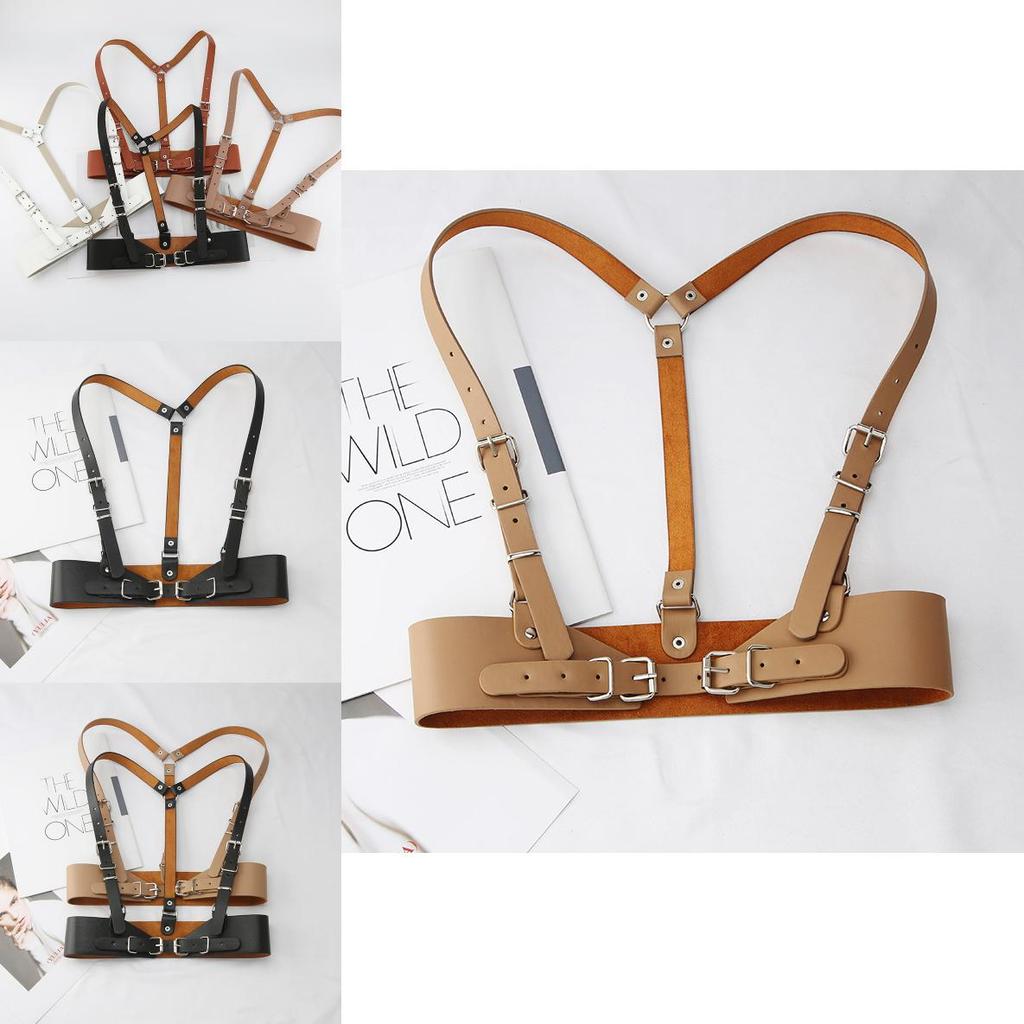 Functional Punk Leather Waist Belt With Buckle Closure Suitable For Dresses And Jk Shirts