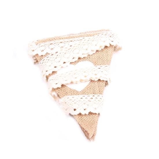 2,8 metra 12 flag Love Heart Rustykalne jutowe juty lniane flagi z chorągiewkami juta koronkowa proporzec