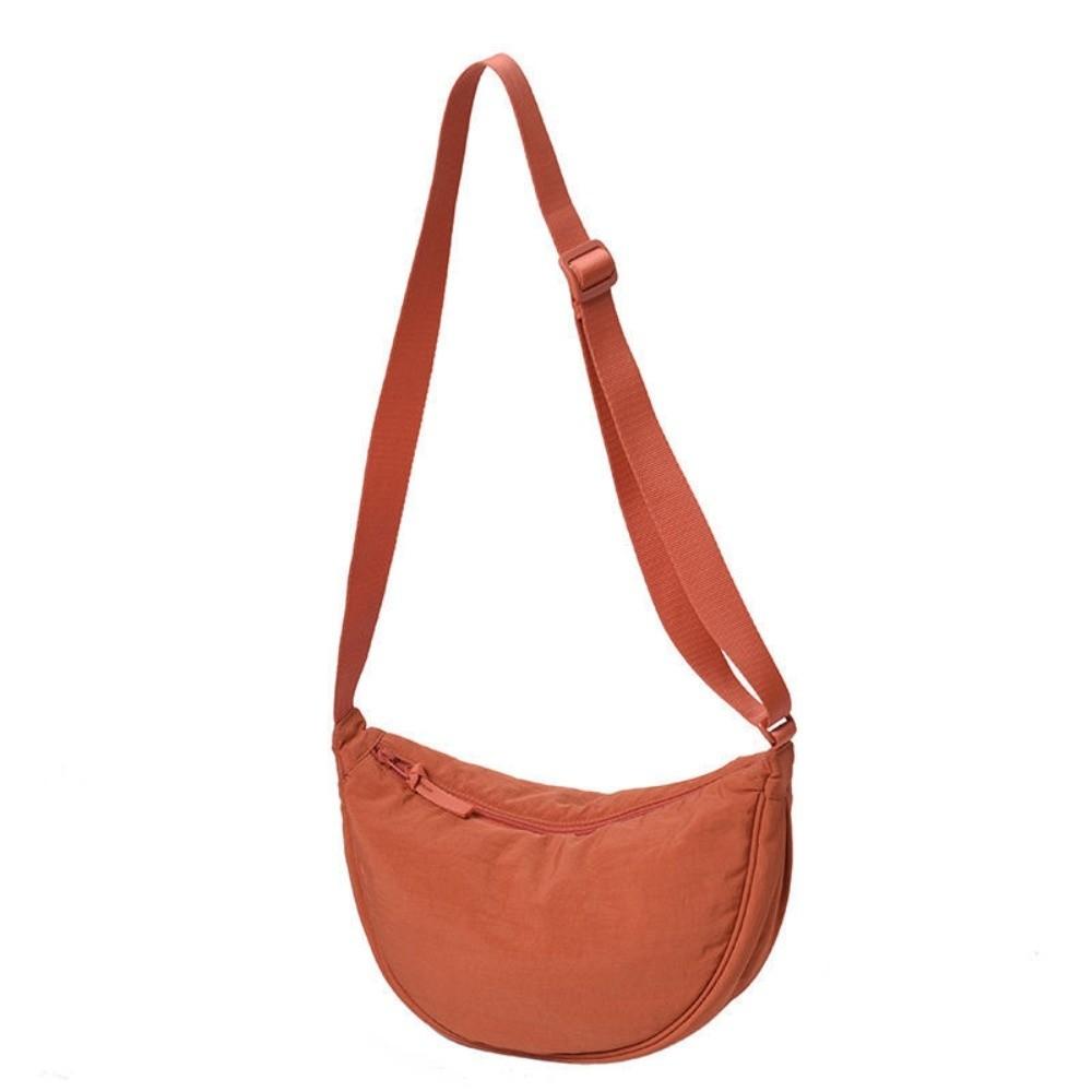 Large Capacity Nylon Hobos Bag Solid Color Vintage Style Shoulder Bag Simple Design Cotton Filled Crossbody Bag Daily Use