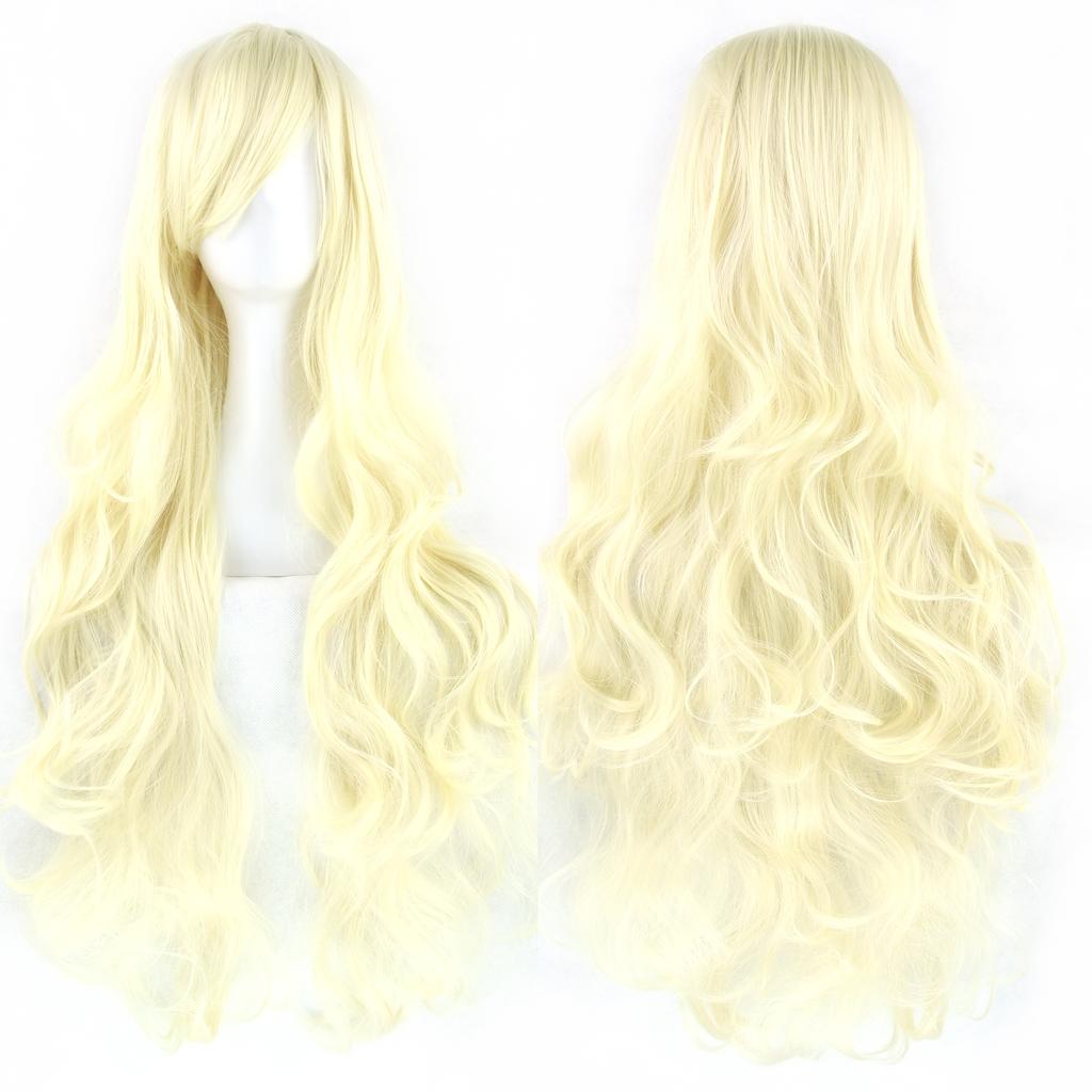 Professionelle 30 Farben 32 Zoll Synthetisches Haar Lange Wellige Damenperücke Schwarz Rosa Rot Perücken Party Haarteile Orange Cosplay Perücke Perücke