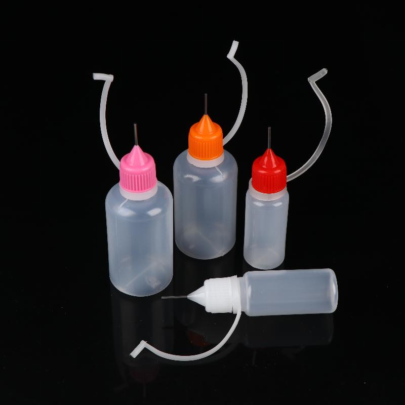 1 Set Klarplastik-Squeeze-Flaschen mit Nadelspitze und sicheren Deckeln für Klebstoff, Bastelmaterialien, Gewürze und Flüssigkeitsaufbewahrung