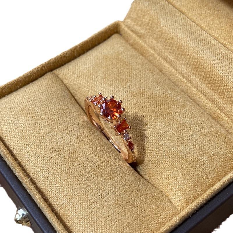 French Retro Red Zirconia Open Ring Women's Fashion Personality Exquisite Niche Senior Sense & Light Luxury Index Finger Daily Dainty Jewelry