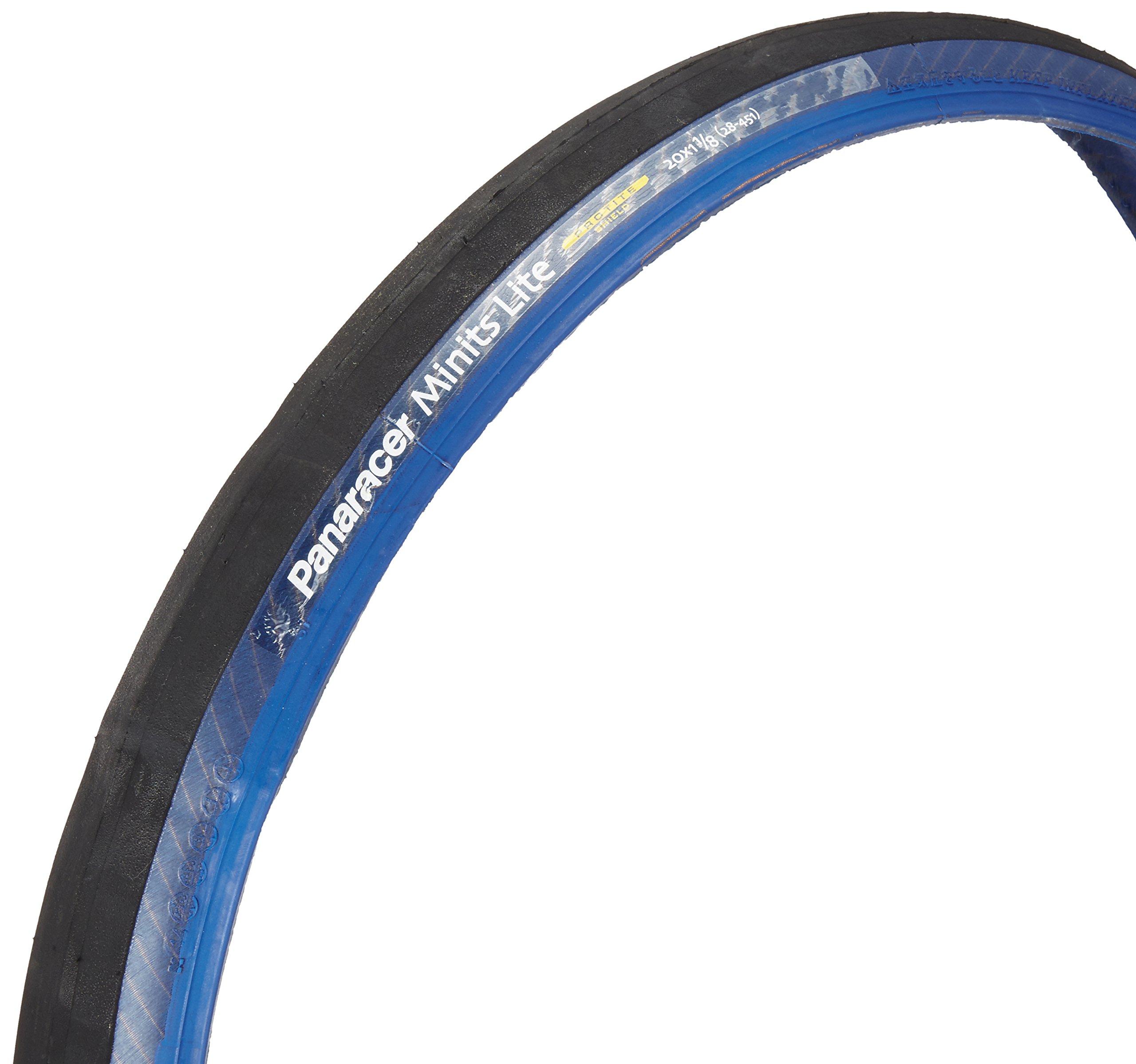 

Panaracer Clincher Tire [20x1 1/8] for Mini-Z Lite F2081LAX-MNL4, Black with Blue Sides (for small-wheel folding bicycles, city riding, and commuting)