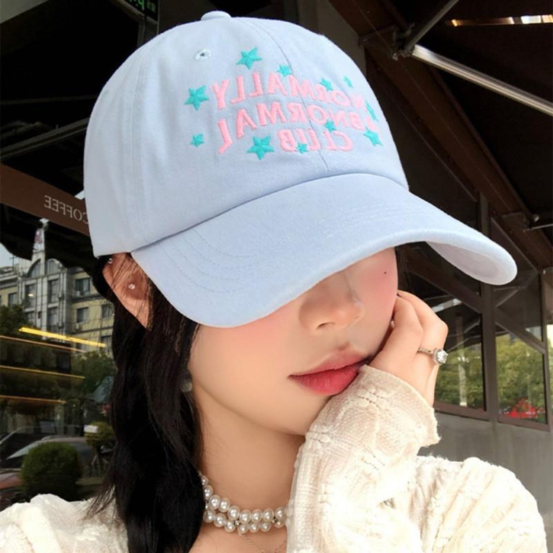 Korean Style Letter Embroidery Baseball Cap For Women With Wide Brim And Adjustable Fit