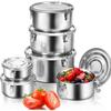 Tragbare runde Lunchbox mit Deckel 304 Edelstahl Lebensmittelaufbewahrungsbehälter Auslaufsichere Bento-Box für Camping Picknick