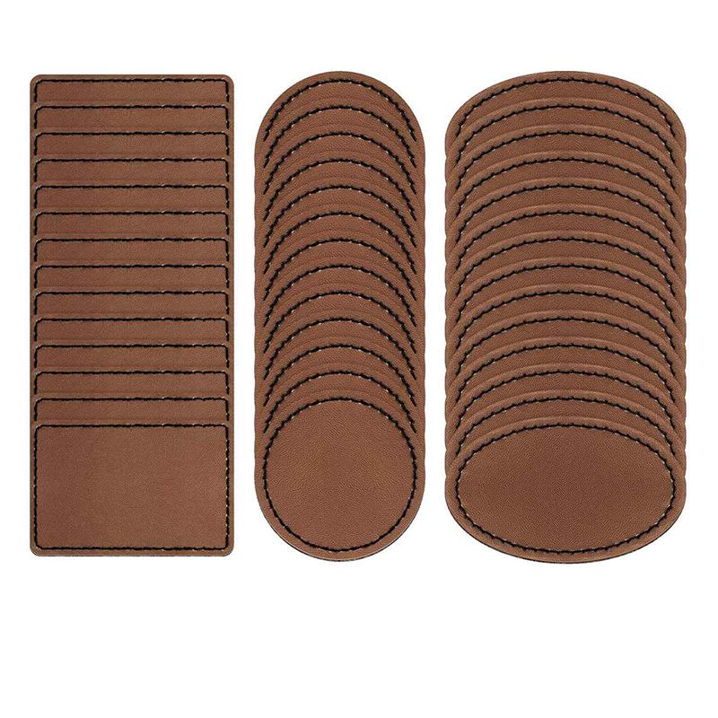 ABFS 180 Pcs Leatherette Blank Hat Patches Iron On Leatherette Patch Rustic Faux Leather Patches For Jacket Backpack