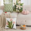 Spring Embroidered Flower Green Throw Pillowcase Cojines Pastoral Decoration Sofa Square Cushion Cover Headboard Pillow Covers