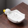 Charming Duck Ceramic Soap Dish: Creative and Cute, Drains Water for a Neat Bathroom.
