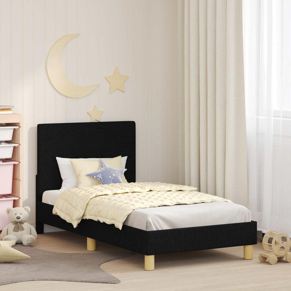 Kids Bed Frame with Headboard Black 80 x 160 cm Fabric