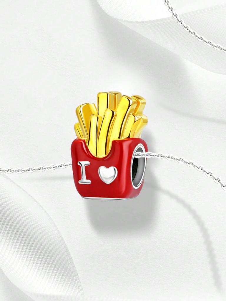 Charms Plata Copper Colors Delicious Food Pizza Roast Chicken Bead Pendant For Original Bracelet For Women Diy Jewelry Love Gift