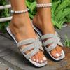 Brand Design Women's Rhinestone Slippers Summer Fashion Gold Silver Flat Sandals Woman Plus Size 43 Comfort Outdoor Beach Slides