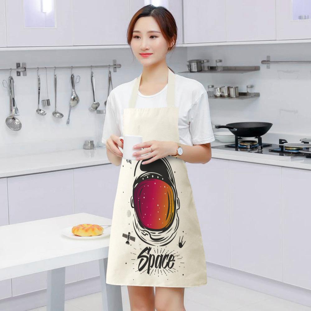 Sans cadre Espace Coton Lin Nettoyage Facile Fille Astronaute Hommes Imprimé Tablier de Taille Tabliers Femmes Ustensiles de Cuisine Maison Tablier de Cuisine Enfant