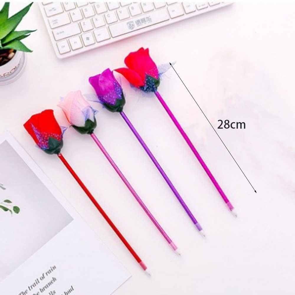 

4 шт., милая кавайная шариковая ручка с цветком розы, офисные школьные принадлежности, канцелярские товары, креативная милая, милая мягкая ручка Ink Color:Blue