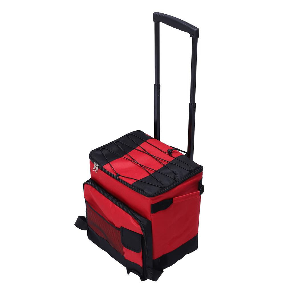 Rolling Cooler 43L Large Capacity Waterproof Foldable Rolling Insulated Box for Camping Picnic Red