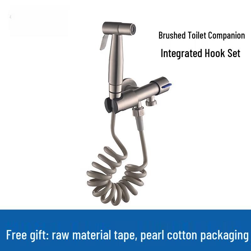 

Brushed Copper Bathroom Faucet with Integrated Bidet Sprayer Set
