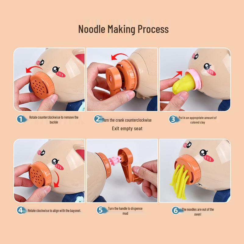 Colorful Clay Piggy Eraser & Noodle Maker Toy Set for Kids - Lightweight Clay for Boys & Girls, Ideal for Kindergarten Activities