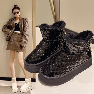 Snow Boots Women's New Winter Velvet Cotton Shoes Women's Leather Short Boots Women's Snow Cotton Boots