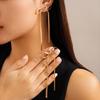 1 Pair Metal Bowknot Earrings Long Short Herringbone Tassel Luxury Elegant Women Girls Knotted Dangle Earrings Fashion Accessories Birthday Gift