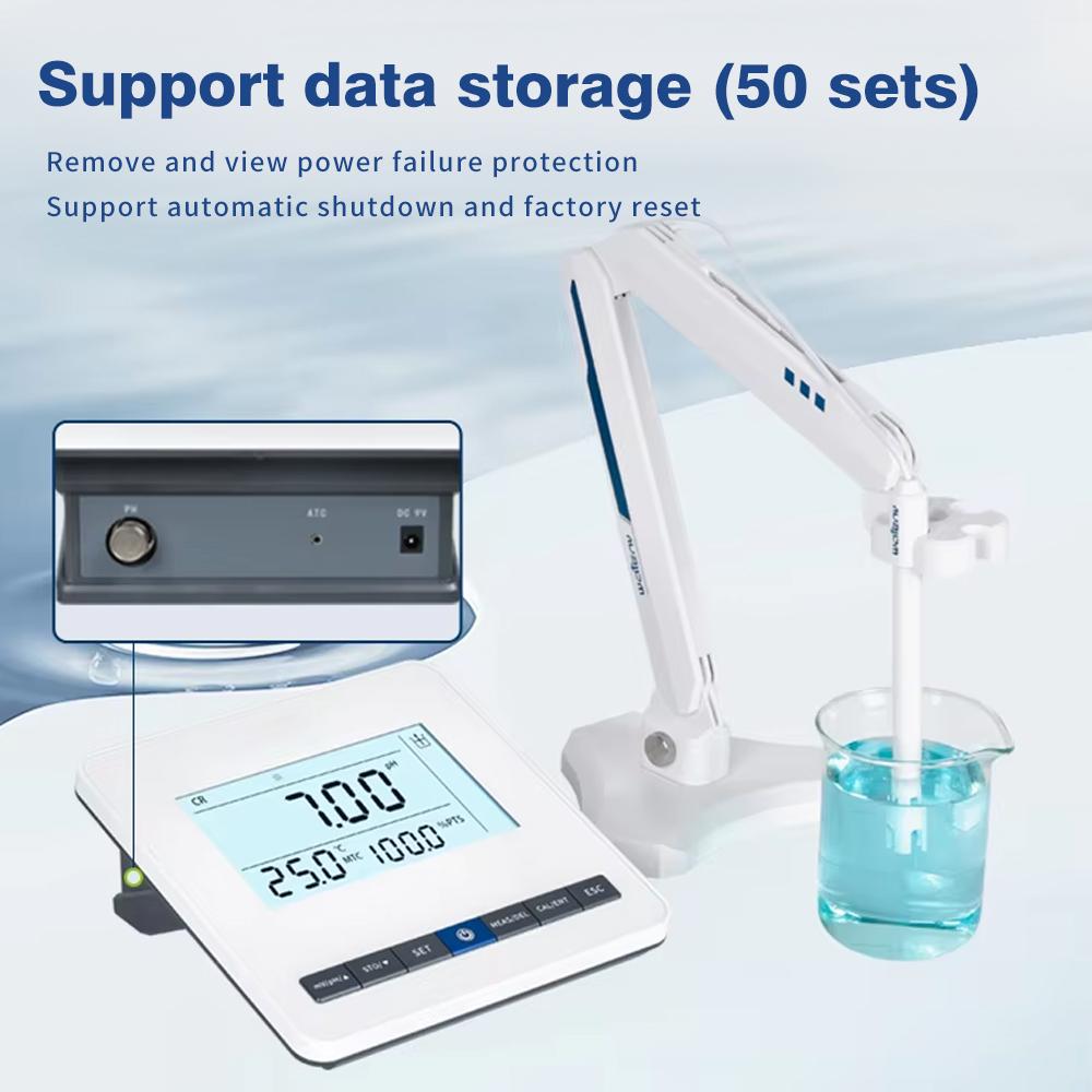 Lab Benchtop PH Meter LCD Digital PH Tester CR SR Measurement PH Electrode Water Quality Detector for Scientific Research