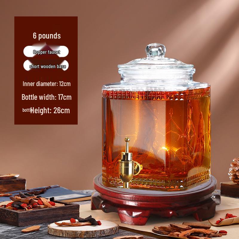 Sealed Sparkling Wine Bottle with Faucet - Household Ginseng Wine Jar & Baijiu Container