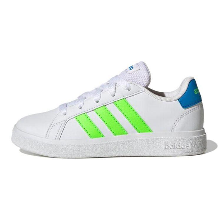 Adidas Neo Grand Court 2.0 K Synthetic Leather Comfortable Low-Top Sneakers Kids Sneakers White Green GW6505
