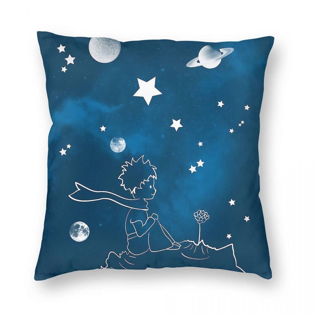 Le Petit Prince Bleu Pillowcase Polyester Linen Velvet Pattern Zip Decor Car Cushion Cover Wholesale