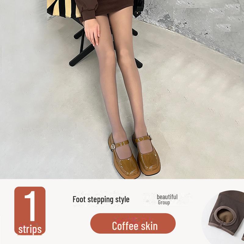 

Підроблені прозорі легінси осінь/зима великих розмірів для жінок – чорні шовкові або сірі колготки-невидимки з оксамитовою підкладкою 80g thin version, footsteps, one size коричневий