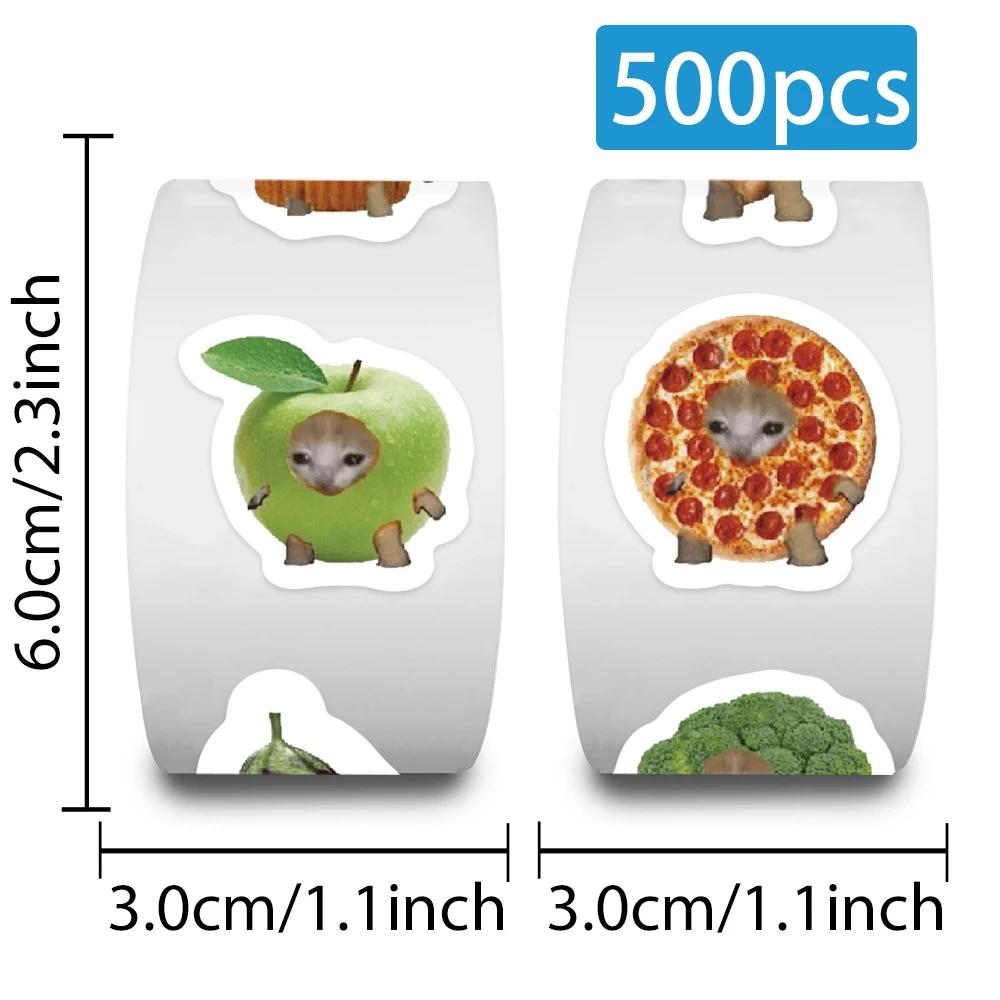 500pcs Cute Food Cat Cartoon Sealing Stickers DIY PVC Decals for Laptop Decoration Creative Reward Gift Toys