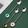 Adorable Donut Spoon Stainless Steel Colorful Designs Coffee Spoons Multi-Functional Mini Salad Mixing Spoon Home Use